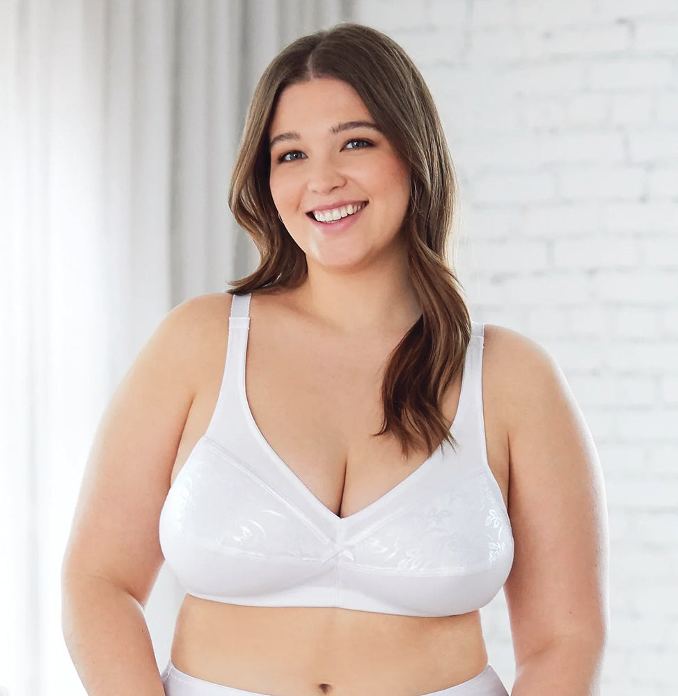 Floral Trim Wireless Cotton Bra with Lightly-Lined Cups – Mary Maxim Ltd