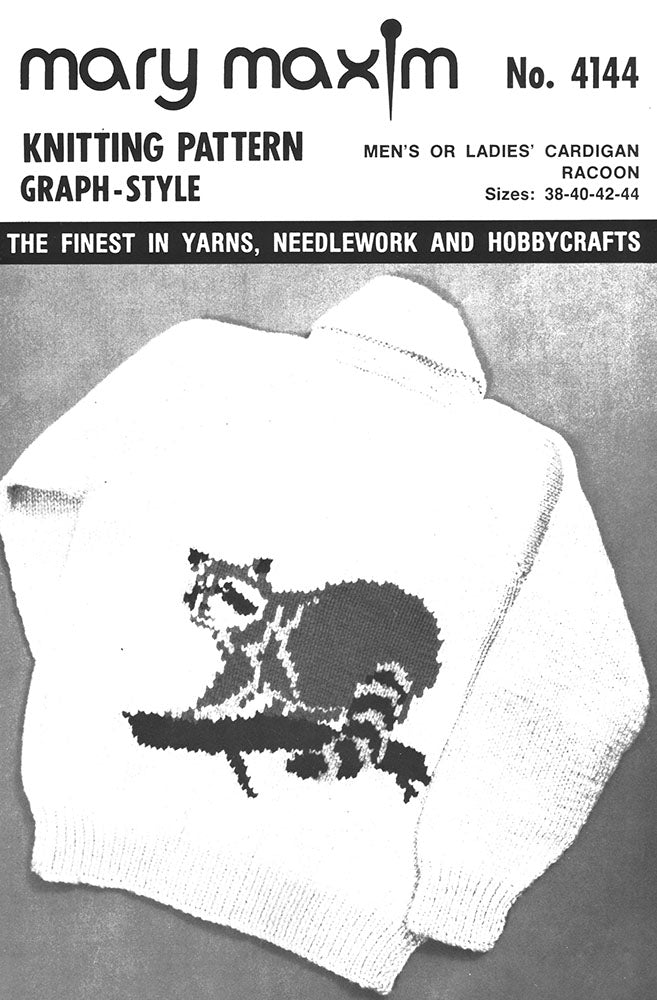 Men's or Ladies' Raccoon Cardigan Pattern