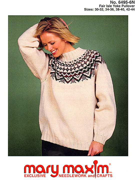 Fair Isle Yoke Pullover Pattern – Mary Maxim Ltd