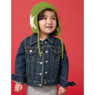 Free Crochet Star Baby Earflap Hat pattern using Bernat Bundle Up yarn