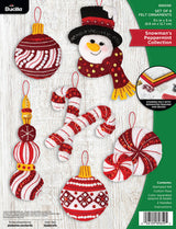 Snowman's Peppermint Collection Felt Ornaments Kit