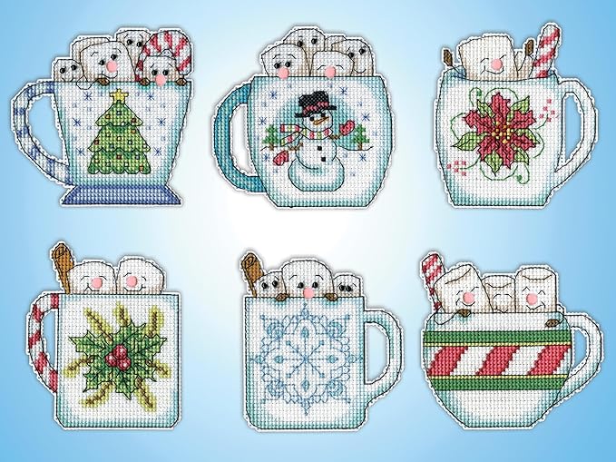 Holiday Mugs 14ct Plastic Canvas Ornaments