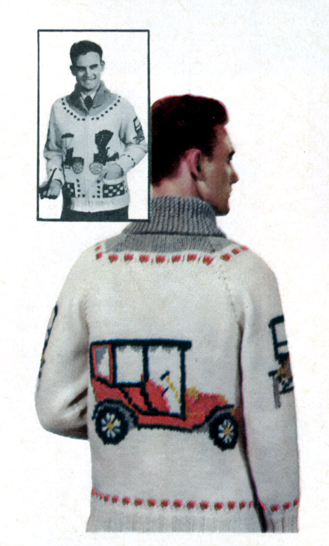 Modèle de cardigan d’automobiles antiques pour hommes