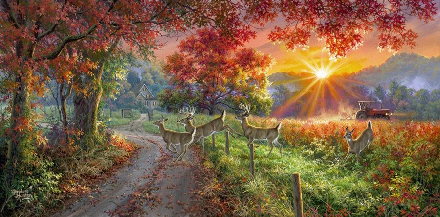 Country Lane Whitetails Jigsaw Puzzle