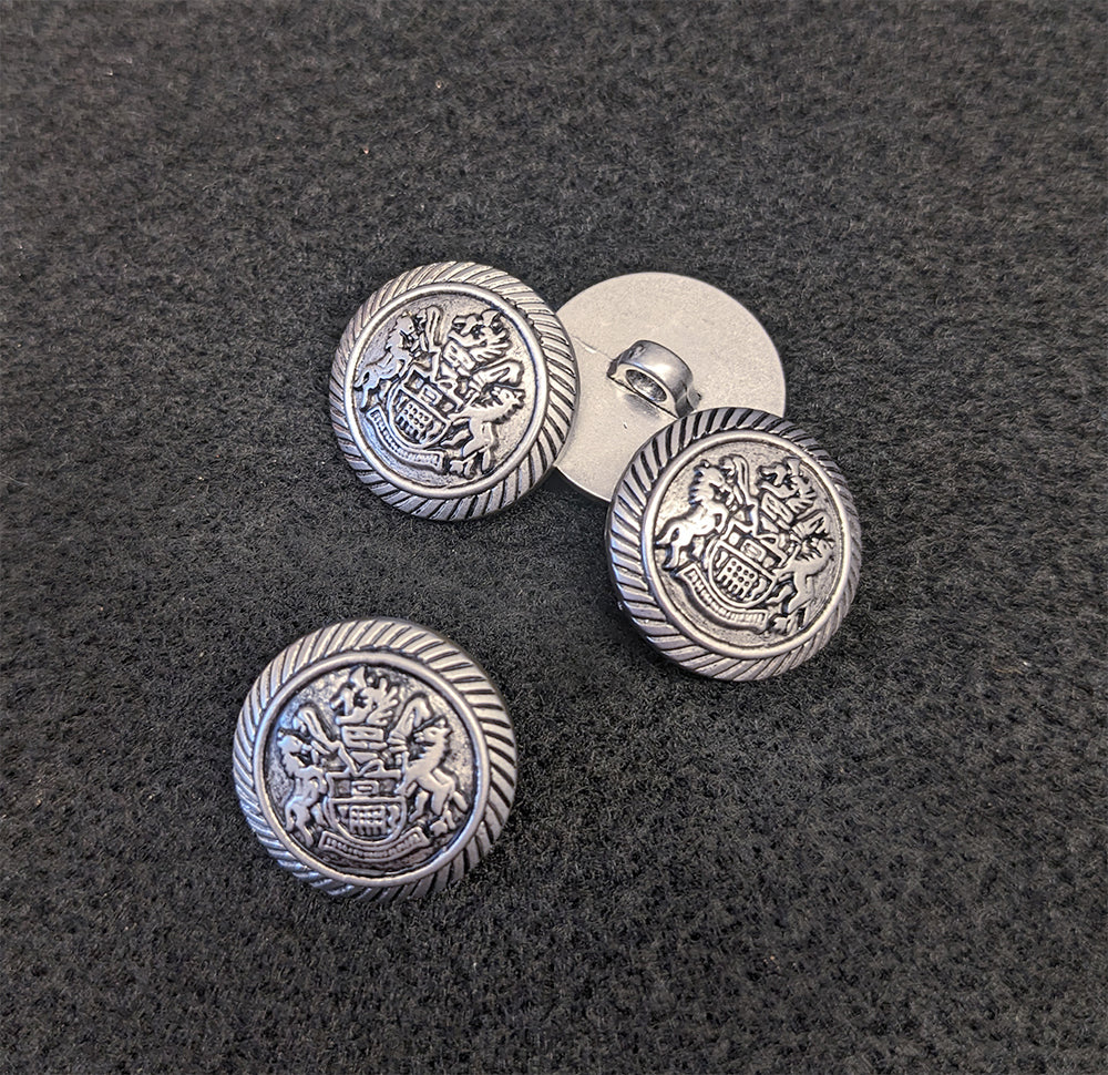 Silver Tone Buttons with Shank (21mm) Pkg of 4