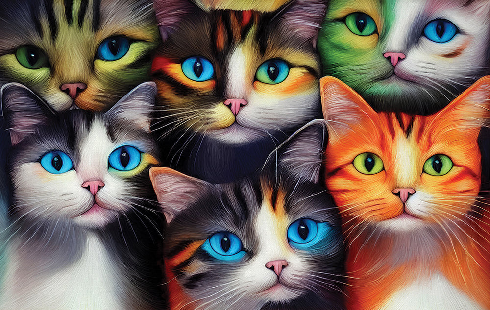 Six Cats, The Cat Lady Fantasy Jigsaw Puzzle