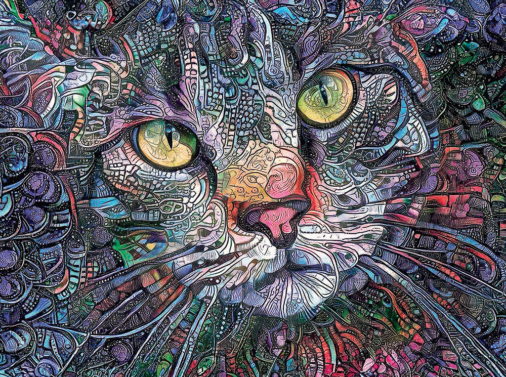 Psychedelic Kitty Cat Jigsaw Puzzle