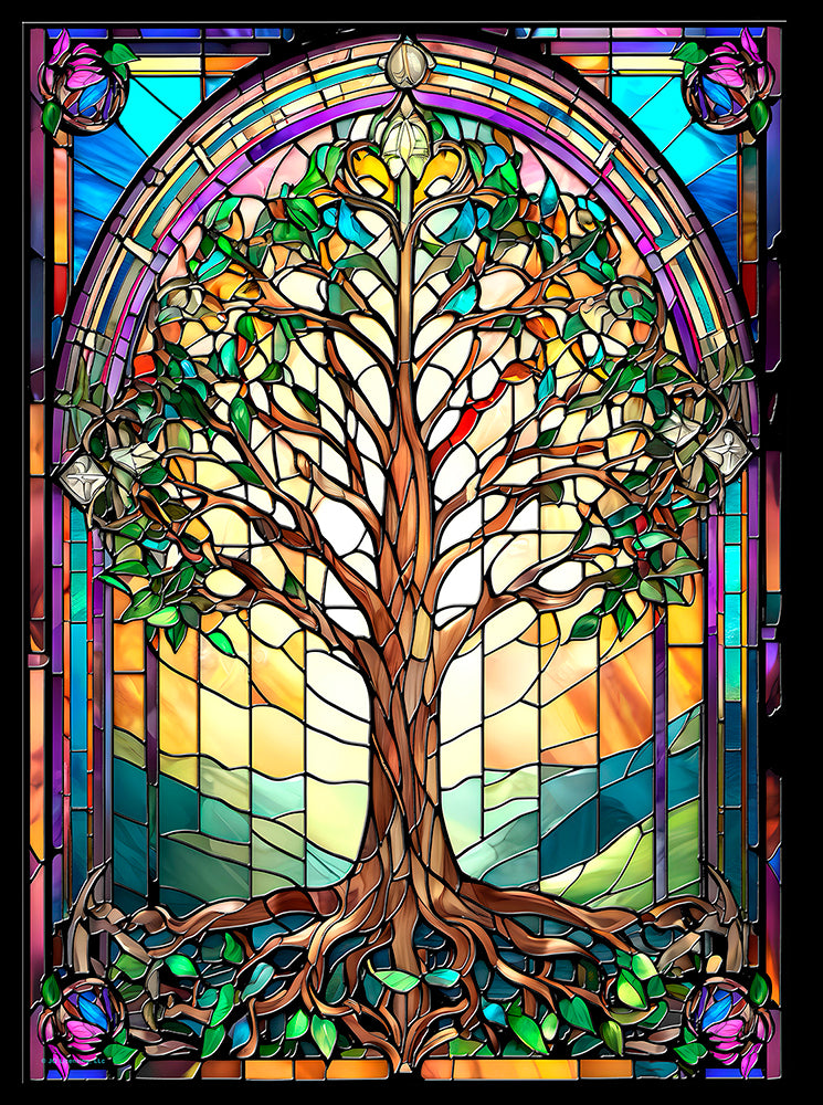 Stained Glass Tree of Life Jigsaw Puzzle