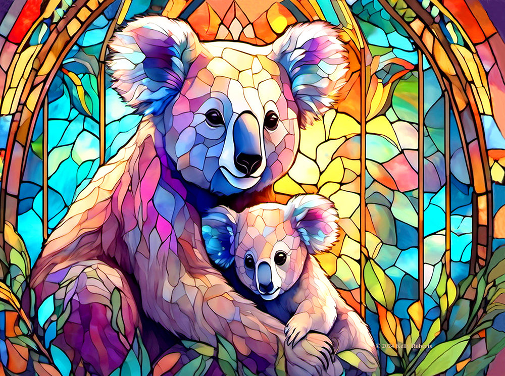 Stained Glass Koalas Jigsaw Puzzle