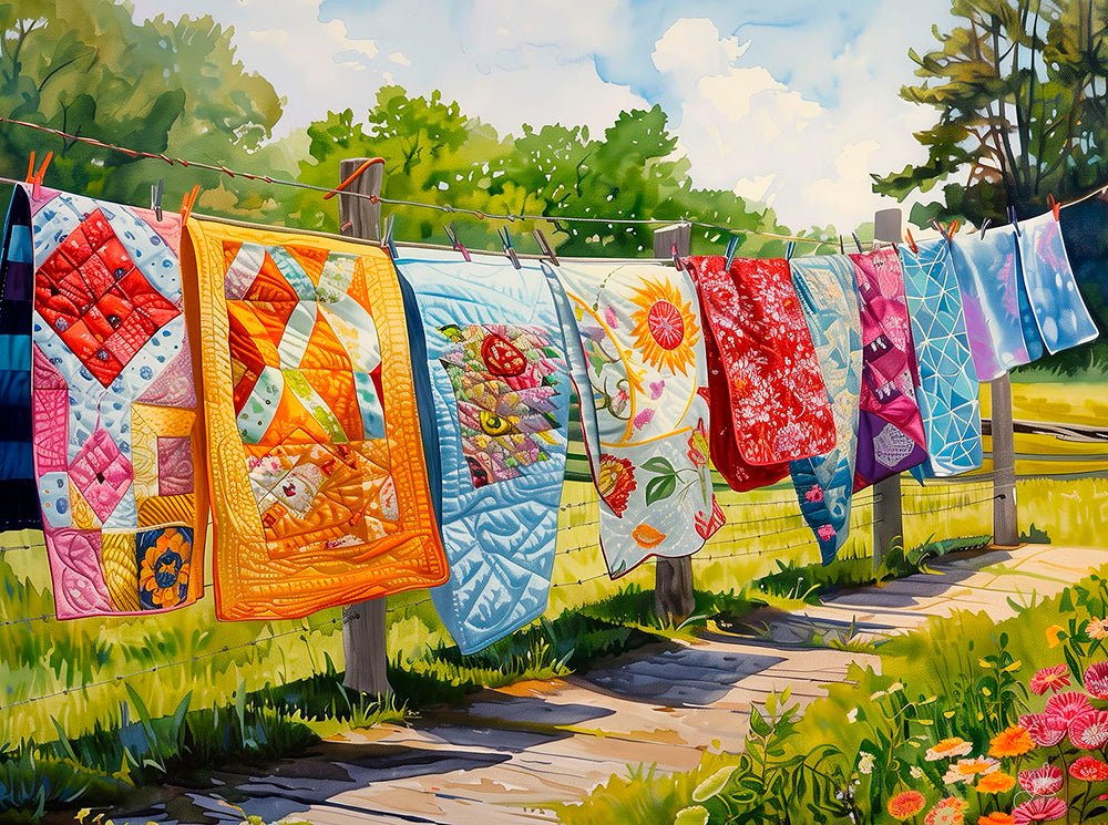 Quilts on the Line Jigsaw Puzzle