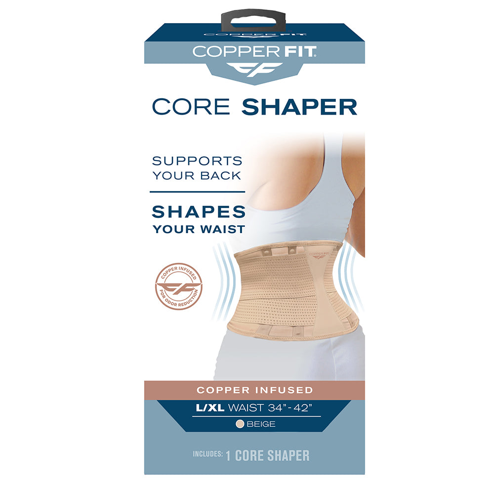 Copper Fit Core Shaper, Supports Back and Shapes Waist, Copper Infused,  Beige, L/XL