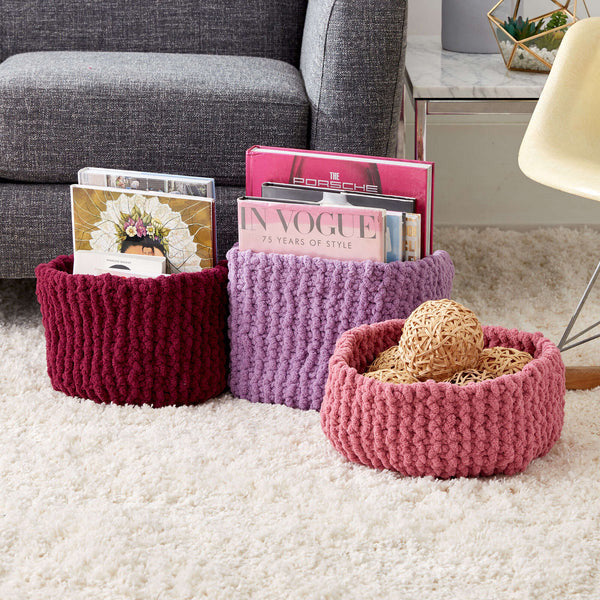 Free Bernat Garter Stitch Knit Baskets Pattern