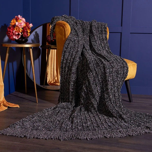 Free Waffle Fringe Crochet Blanket Pattern