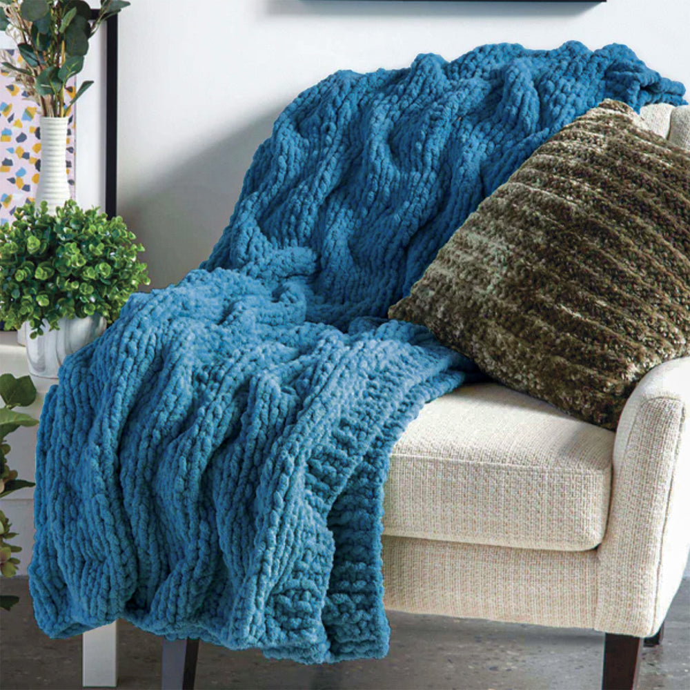 Free Jumbo Tuck Stitch Shadow Cables Knit Blanket Pattern