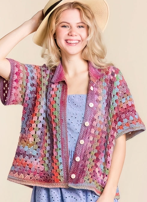 Red Heart Crochet Granny Cabana Shirt Pattern