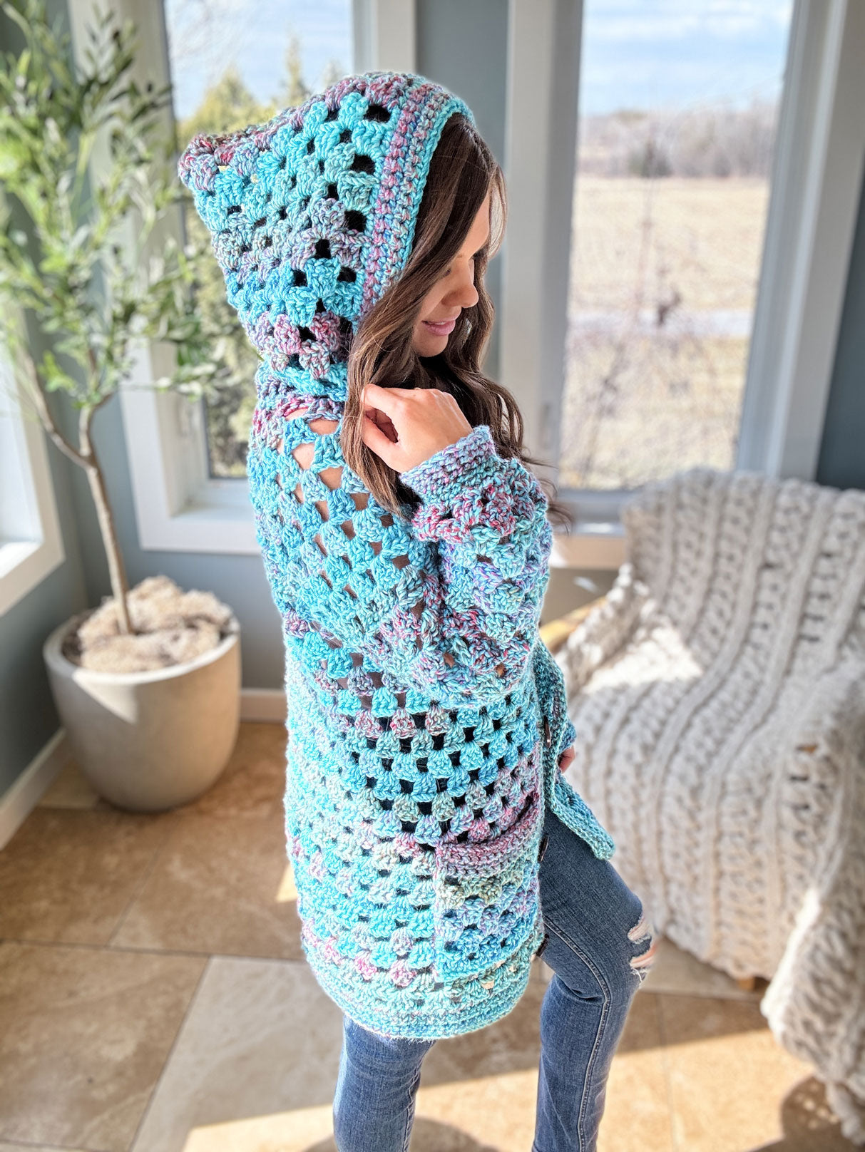 Chunky Granny Crochet Cardigan