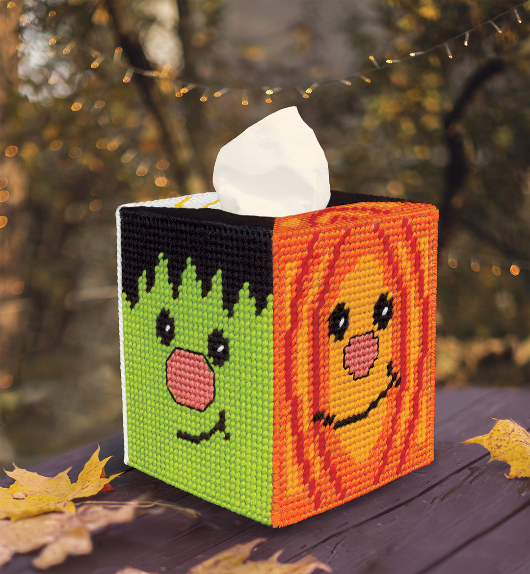 Ghost and Pumpkin Tissue Topper  Plastic canvas patterns, Plastic