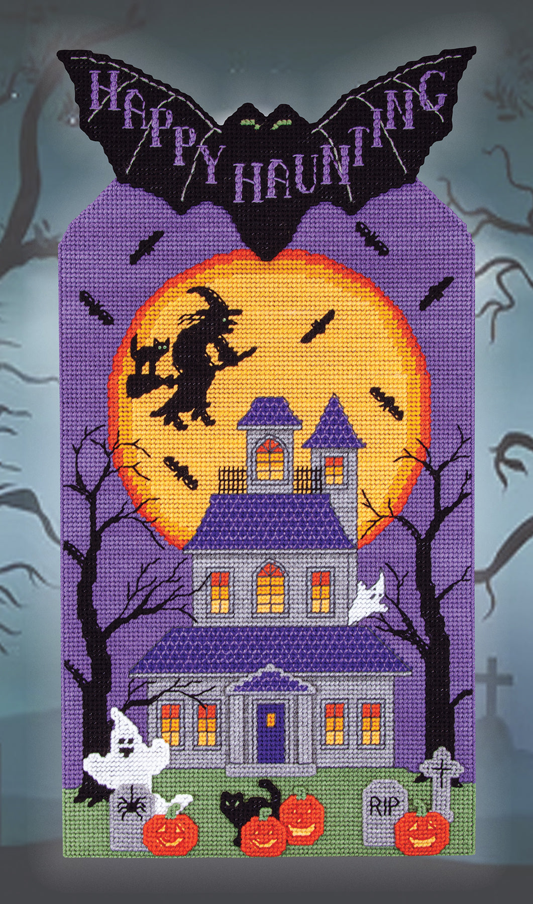 Happy Haunting Plastic Canvas Wall Hanging Kit