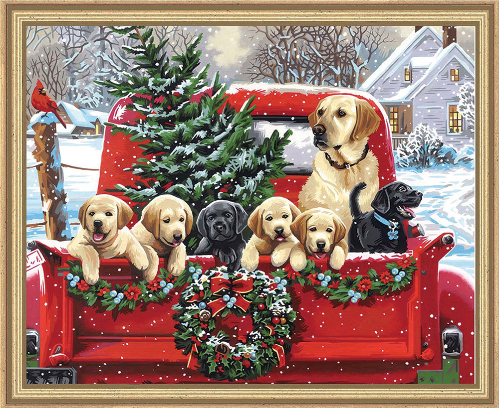 Holiday Puppy Truck Paint By Number