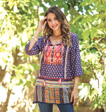 Purple Multi Print Patches Tunic