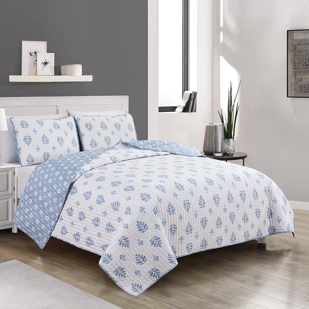 Felicia Blue Reversible Quilt Set