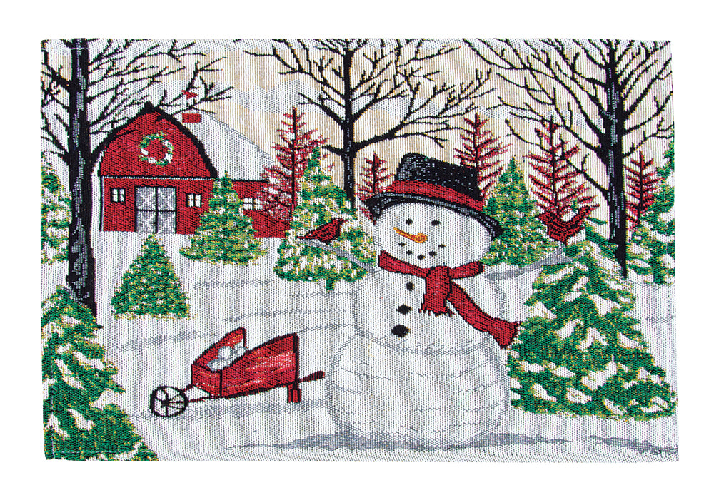 Snowman with Christmas Tree Tapestry Placemat