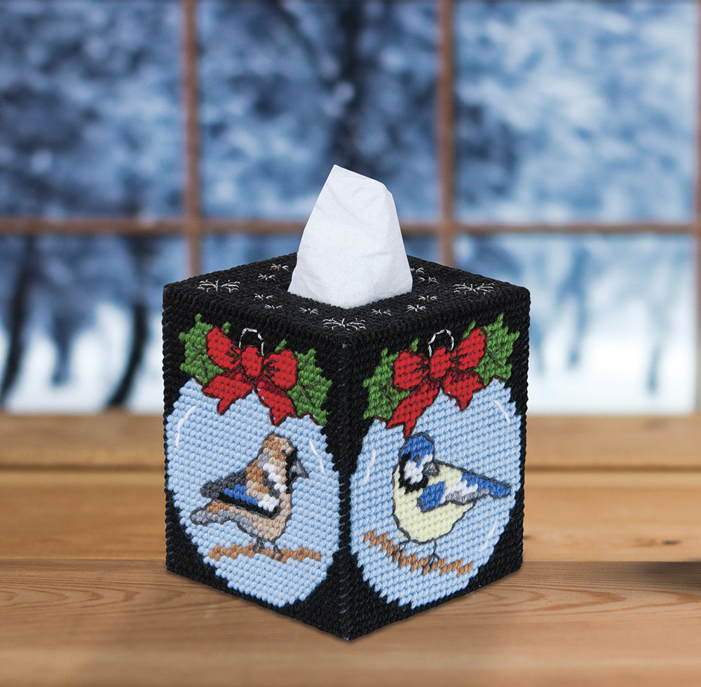 Birds of Winter Tissue Box Cover Plastic Canvas Kit