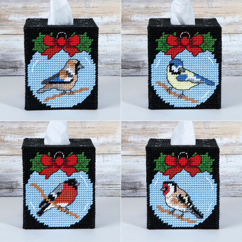 Birds of Winter Tissue Box Cover Plastic Canvas Kit