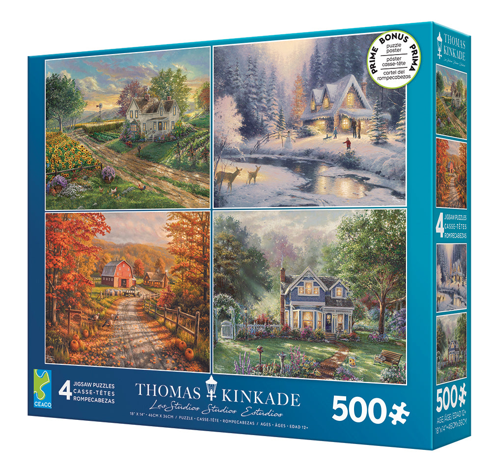 Thomas Kinkade Seasons Collection 4-in-1 Jigsaw Puzzles