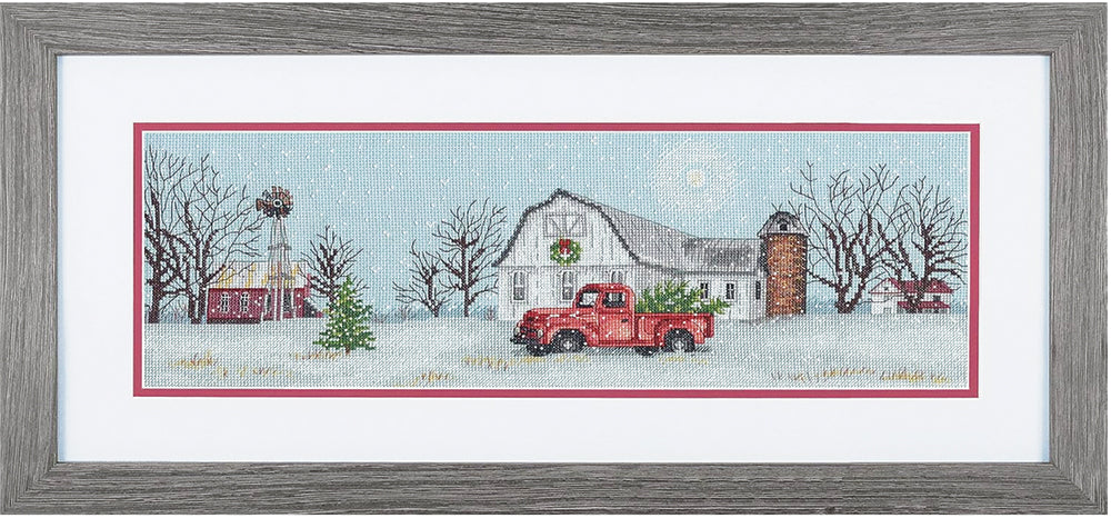 Kit de broderie au point de croix compté « Ferme d'hiver »