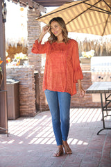 Rust Bell Sleeve Tunic