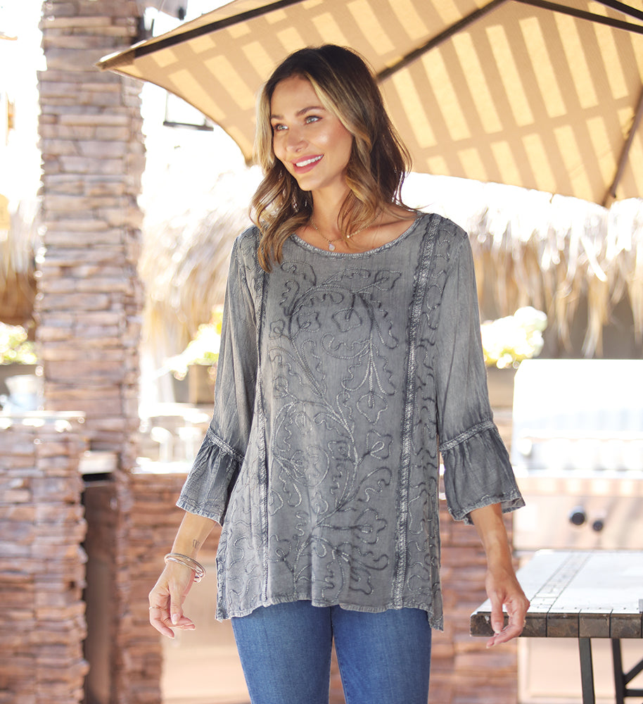 Grey Bell Sleeve Tunic