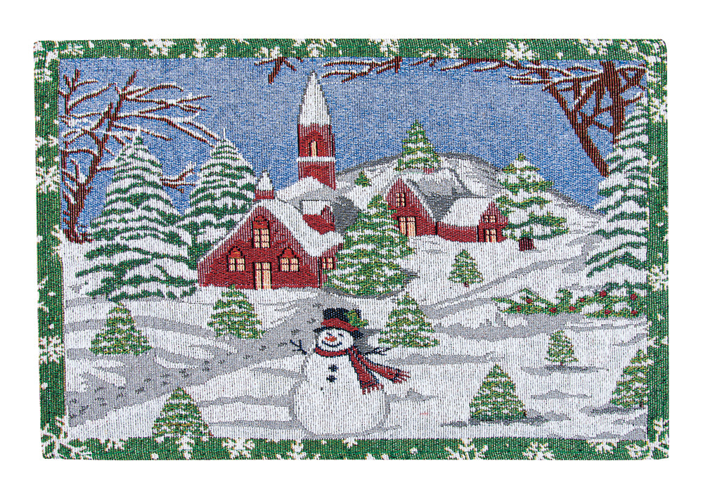 Blue "Let it Snow" Tapestry Placemat