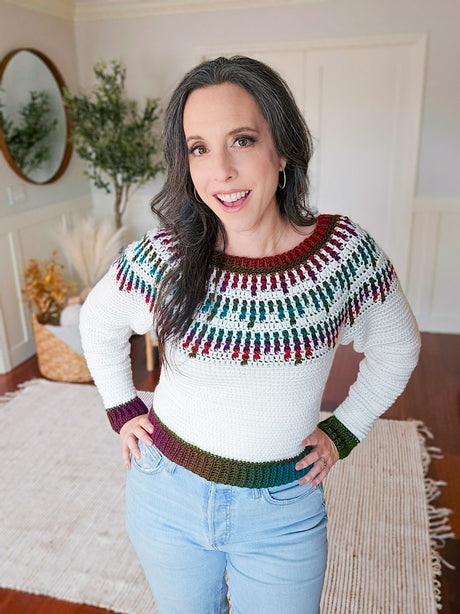 Mosaic Ridge Crochet Pullover