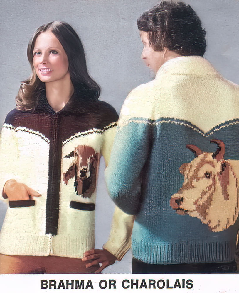 Ladies' or Youth's Brahma or Charolais Cardigan Pattern