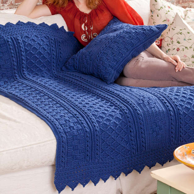 Free Basketweave Diamond Throw & Pillow Crochet Pattern