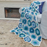 Modèle gratuit de jeté au crochet Hexagon Blues