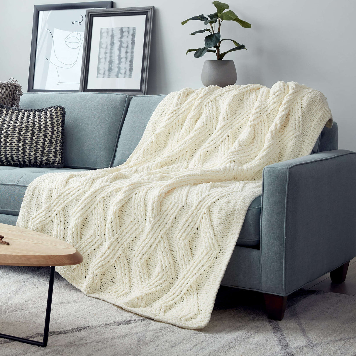 Free Twisted Stitch Knit Blanket Pattern