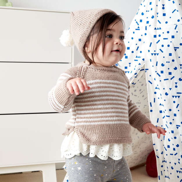 Modèle gratuit de pull et de chapeau en tricot Wee Stripes