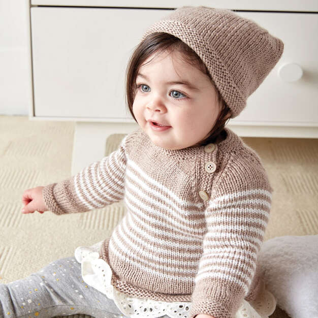 Modèle gratuit de pull et de chapeau en tricot Wee Stripes