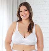 Soutien-gorge en coton sans fil à bordure florale avec bonnets légèrement doublés