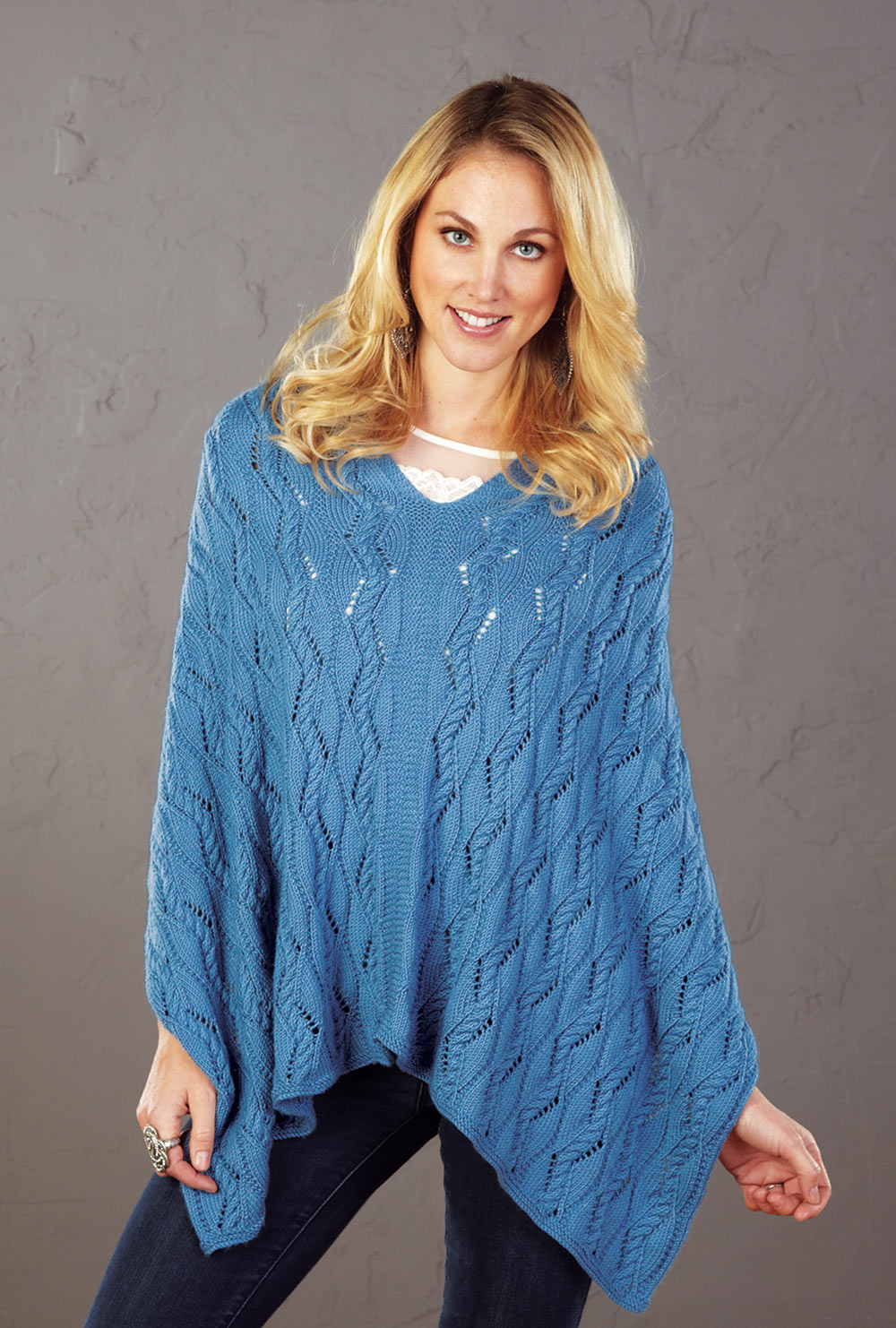 Sloping Cables Poncho Pattern – Mary Maxim Ltd