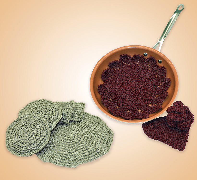 Ensemble Scrubbies et protège-pot gratuit Modèle de tricot ou de crochet