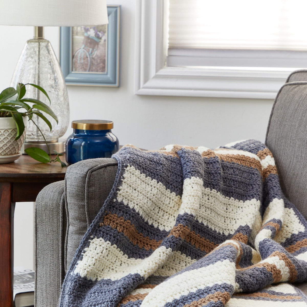 Crocheted Stripes Throw