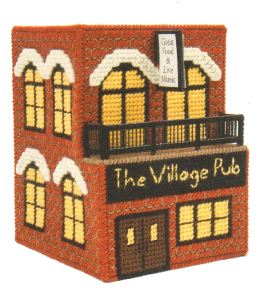 Modèle de pub de village en toile plastique