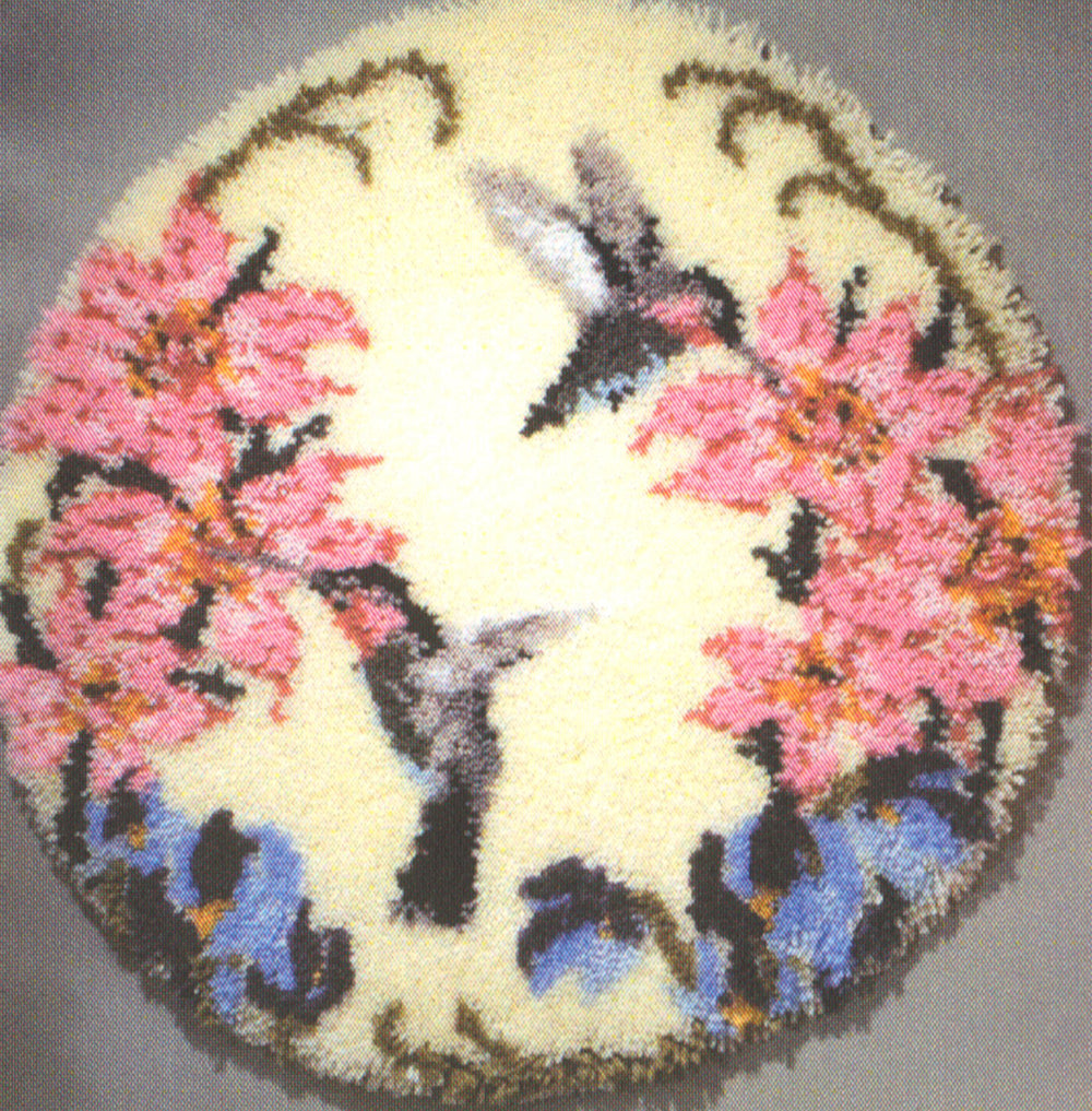 Modèle de tapis à crochet à loquet rond colibri