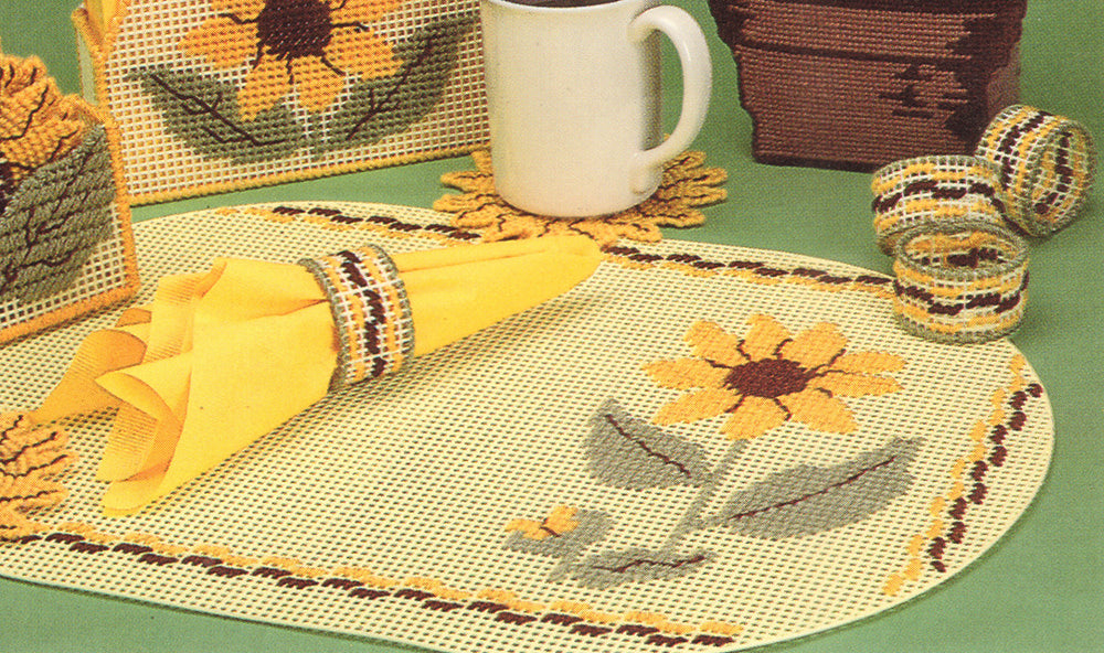 Motif de sets de table et ronds de serviette tournesol