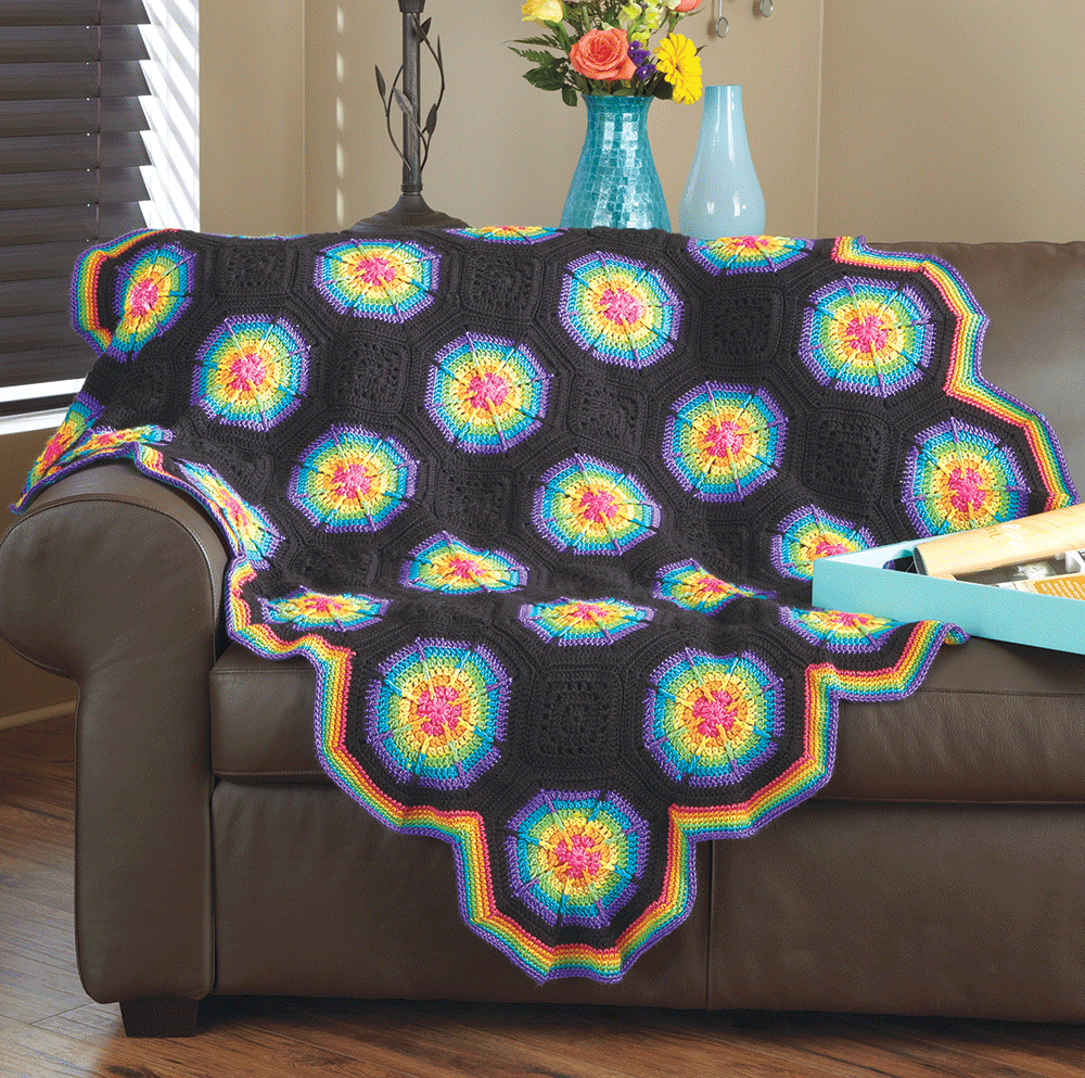 Motif afghan Rainbow Brights