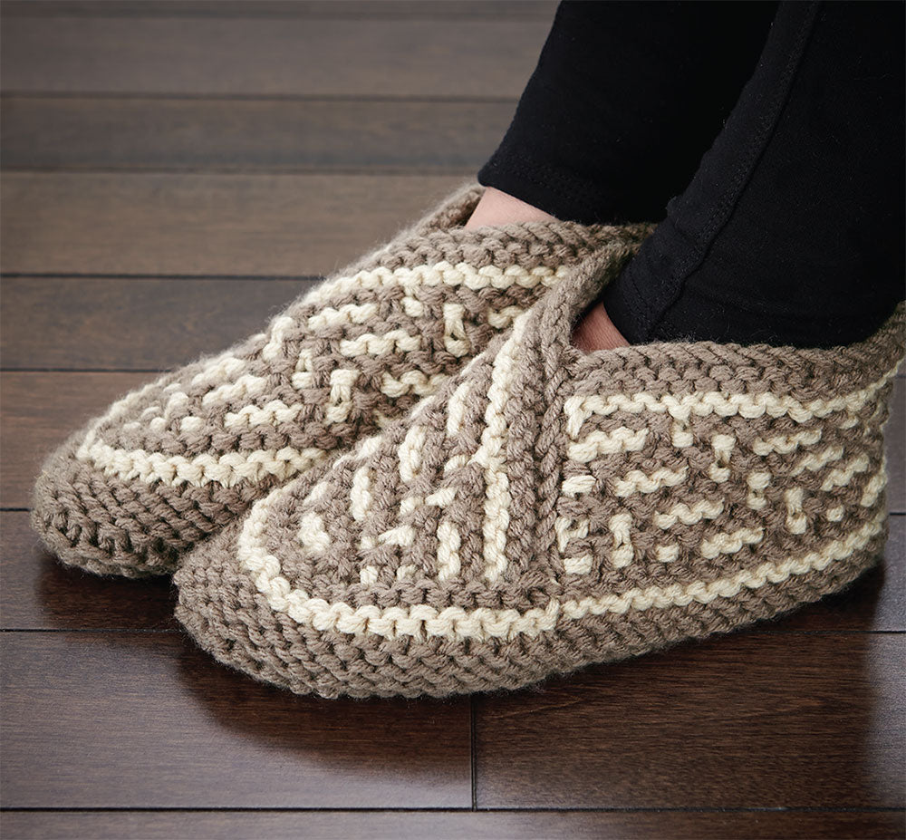 Wrapped Slippers Pattern – Mary Maxim Ltd